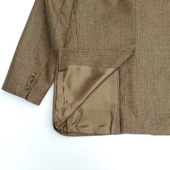 Chaps Ralph Lauren Brown Houndstooth Classic Wool Blazer Sport Coat Jacket 40R - Picture 8 of 11